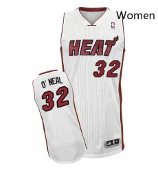 Womens Adidas Miami Heat 32 Shaquille ONeal Authentic White Home NBA Jersey