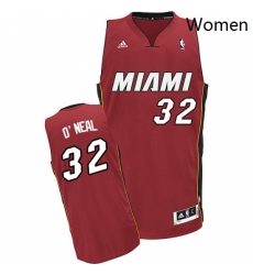 Womens Adidas Miami Heat 32 Shaquille ONeal Swingman Red Alternate NBA Jersey