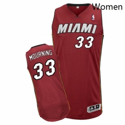 Womens Adidas Miami Heat 33 Alonzo Mourning Authentic Red Alternate NBA Jersey