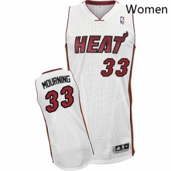 Womens Adidas Miami Heat 33 Alonzo Mourning Authentic White Home NBA Jersey