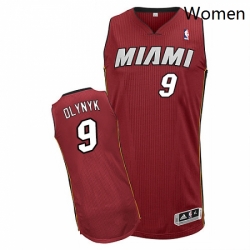Womens Adidas Miami Heat 9 Kelly Olynyk Authentic Red Alternate NBA Jersey 