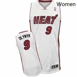 Womens Adidas Miami Heat 9 Kelly Olynyk Authentic White Home NBA Jersey 