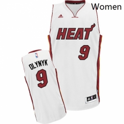 Womens Adidas Miami Heat 9 Kelly Olynyk Swingman White Home NBA Jersey 