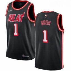 Womens Nike Miami Heat 1 Chris Bosh Authentic Black Black Fashion Hardwood Classics NBA Jersey