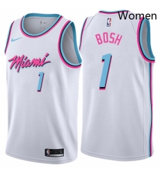 Womens Nike Miami Heat 1 Chris Bosh Swingman White NBA Jersey City Edition