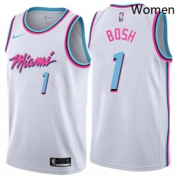Womens Nike Miami Heat 1 Chris Bosh Swingman White NBA Jersey City Edition
