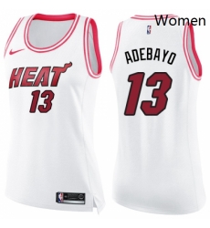 Womens Nike Miami Heat 13 Edrice Adebayo Swingman WhitePink Fashion NBA Jersey 