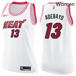 Womens Nike Miami Heat 13 Edrice Adebayo Swingman WhitePink Fashion NBA Jersey 