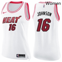 Womens Nike Miami Heat 16 James Johnson Swingman WhitePink Fashion NBA Jersey