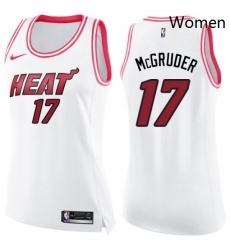 Womens Nike Miami Heat 17 Rodney McGruder Swingman White Pink Fashion NBA Jersey 