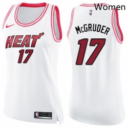 Womens Nike Miami Heat 17 Rodney McGruder Swingman White Pink Fashion NBA Jersey 