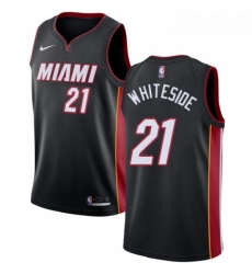 Womens Nike Miami Heat 21 Hassan Whiteside Swingman Black Road NBA Jersey Icon Edition