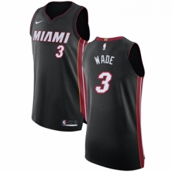 Womens Nike Miami Heat 3 Dwyane Wade Authentic Black Road NBA Jersey Icon Edition
