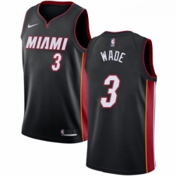 Womens Nike Miami Heat 3 Dwyane Wade Swingman Black Road NBA Jersey Icon Edition