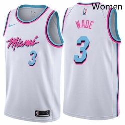 Womens Nike Miami Heat 3 Dwyane Wade Swingman White NBA Jersey City Edition