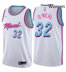 Womens Nike Miami Heat 32 Shaquille ONeal Swingman White NBA Jersey City Edition