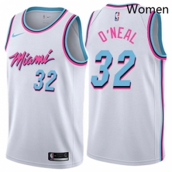 Womens Nike Miami Heat 32 Shaquille ONeal Swingman White NBA Jersey City Edition