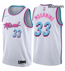 Womens Nike Miami Heat 33 Alonzo Mourning Swingman White NBA Jersey City Edition