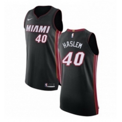 Womens Nike Miami Heat 40 Udonis Haslem Authentic Black Road NBA Jersey Icon Edition