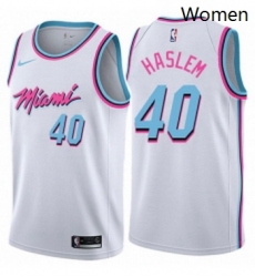 Womens Nike Miami Heat 40 Udonis Haslem Swingman White NBA Jersey City Edition