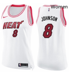 Womens Nike Miami Heat 8 Tyler Johnson Swingman WhitePink Fashion NBA Jersey 