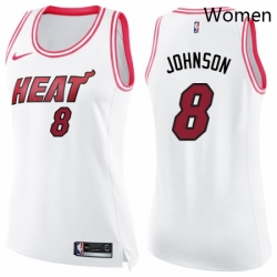Womens Nike Miami Heat 8 Tyler Johnson Swingman WhitePink Fashion NBA Jersey 