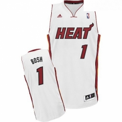 Youth Adidas Miami Heat 1 Chris Bosh Swingman White Home NBA Jersey
