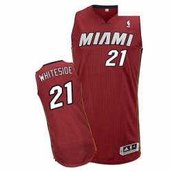 Youth Adidas Miami Heat 21 Hassan Whiteside Authentic Red Alternate NBA Jersey