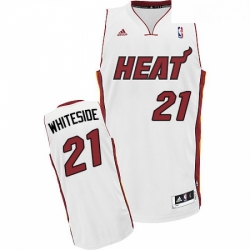 Youth Adidas Miami Heat 21 Hassan Whiteside Swingman White Home NBA Jersey