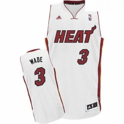 Youth Adidas Miami Heat 3 Dwyane Wade Swingman White Home NBA Jersey