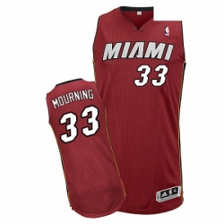 Youth Adidas Miami Heat 33 Alonzo Mourning Authentic Red Alternate NBA Jersey