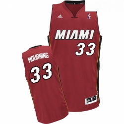 Youth Adidas Miami Heat 33 Alonzo Mourning Swingman Red Alternate NBA Jersey