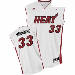 Youth Adidas Miami Heat 33 Alonzo Mourning Swingman White Home NBA Jersey