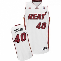 Youth Adidas Miami Heat 40 Udonis Haslem Swingman White Home NBA Jersey