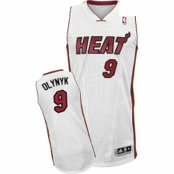 Youth Adidas Miami Heat 9 Kelly Olynyk Authentic White Home NBA Jersey 