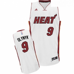 Youth Adidas Miami Heat 9 Kelly Olynyk Swingman White Home NBA Jersey 
