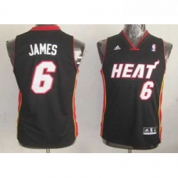 Youth NBA Miami Heat 6 LeBron James Black Stitched Jersey 