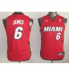 Youth NBA Miami Heat 6 LeBron James Red Stitched Jersey 