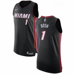 Youth Nike Miami Heat 1 Chris Bosh Authentic Black Road NBA Jersey Icon Edition