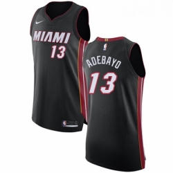 Youth Nike Miami Heat 13 Edrice Adebayo Authentic Black Road NBA Jersey Icon Edition 