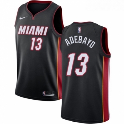 Youth Nike Miami Heat 13 Edrice Adebayo Swingman Black Road NBA Jersey Icon Edition 