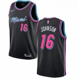 Youth Nike Miami Heat 16 James Johnson Swingman Black NBA Jersey City Edition