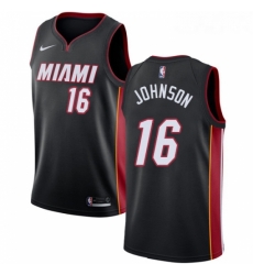 Youth Nike Miami Heat 16 James Johnson Swingman Black Road NBA Jersey Icon Edition