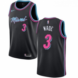 Youth Nike Miami Heat 3 Dwyane Wade Swingman Black NBA Jersey City Edition