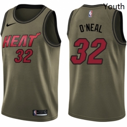 Youth Nike Miami Heat 32 Shaquille ONeal Swingman Green Salute to Service NBA Jersey