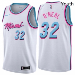 Youth Nike Miami Heat 32 Shaquille ONeal Swingman White NBA Jersey City Edition