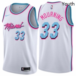 Youth Nike Miami Heat 33 Alonzo Mourning Swingman White NBA Jersey City Edition