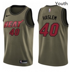 Youth Nike Miami Heat 40 Udonis Haslem Swingman Green Salute to Service NBA Jersey