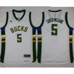Bucks 5 Michael Carter Williams White Stitched NBA Jersey 