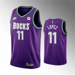 Men Milwaukee Bucks 11 Brook Lopez 2022 23 Purple Classic Edition Swingman Stitched Basketball Jersey